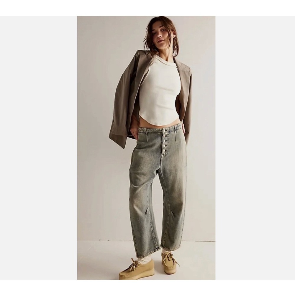 Free People Mid Rise Barrel Jeans Osaka Womens 31 NEW Denim OB1569967